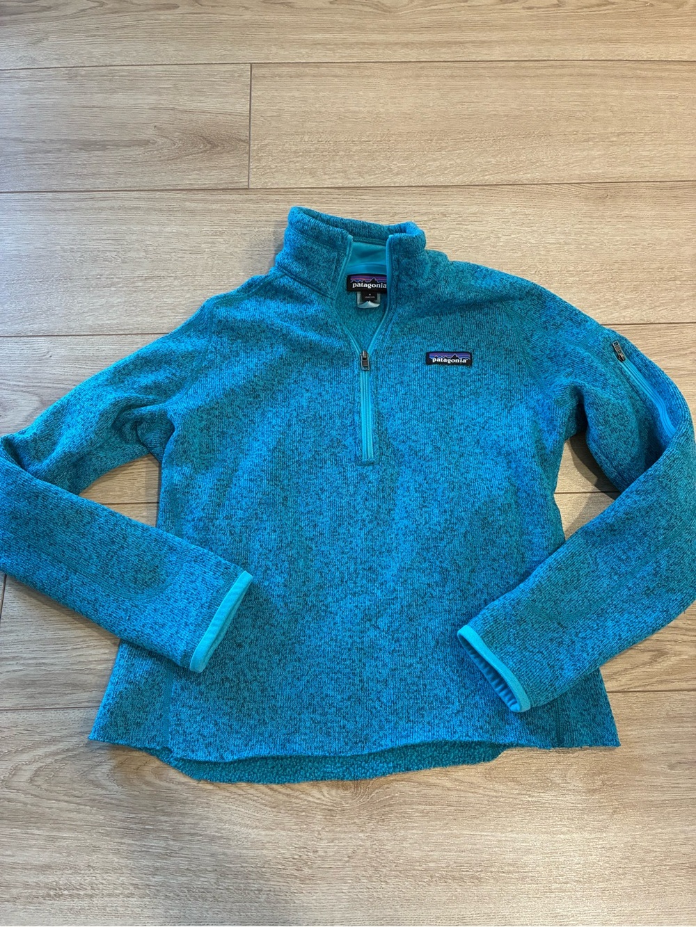 Patagonia Women’s Better Sweater Blue Heathered Quarter Zip Size S *FLAW - Picture 2 of 5